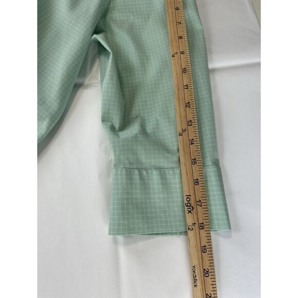 Eddie Bauer wrinkle resistant 3/4 sleeve button up green & White Women’s XL - Picture 15 of 16